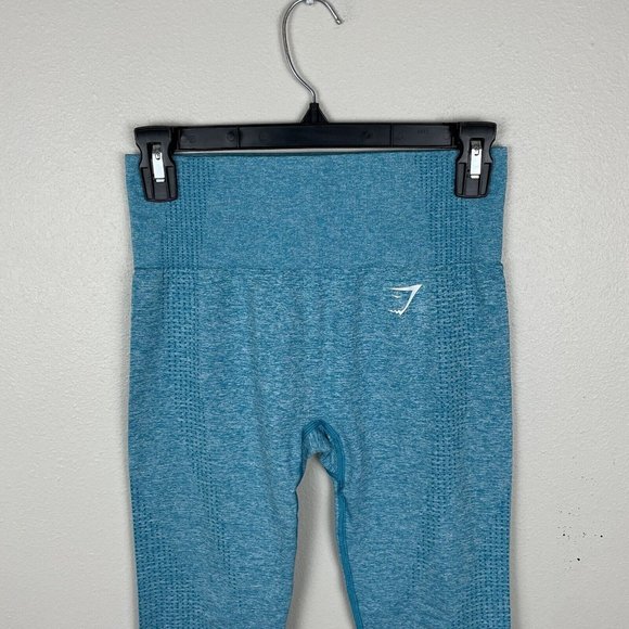 Gymshark Energy Seamless Leggings Aqua Blue High Rise Size S Small Ankle Length - Picture 5 of 7